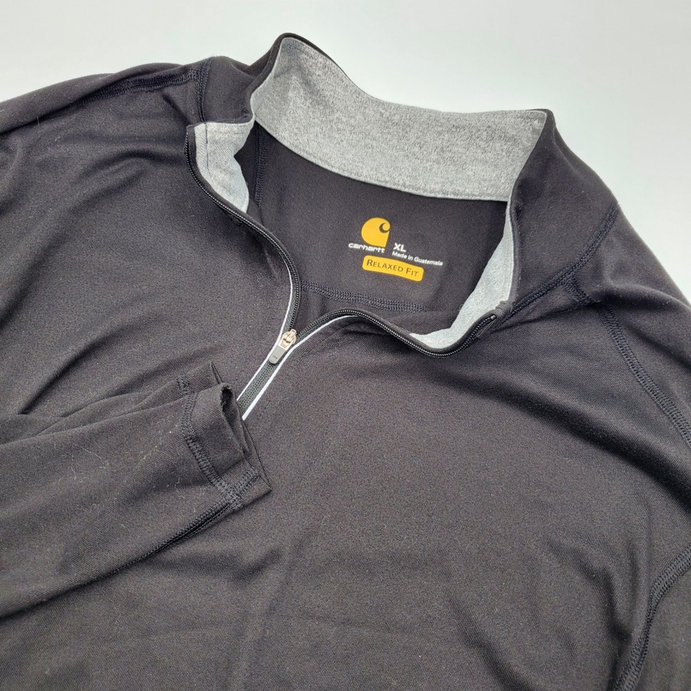 Carhartt Force Mens XL Black Relaxed Fit Quarter Zip Long Sleeve Shirt